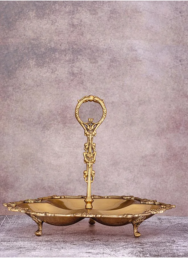 كويزيرا PuRE Brass AALAM  SERVING PLATTER WITH HANDLE by Quesera