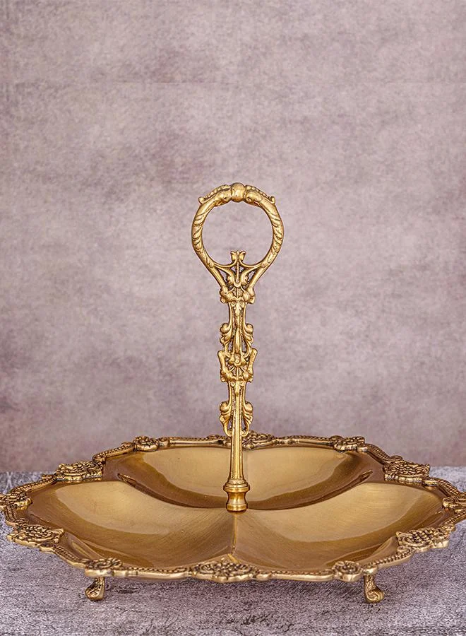 Casa Quesera PuRE Brass AALAM  SERVING PLATTER WITH HANDLE by Quesera