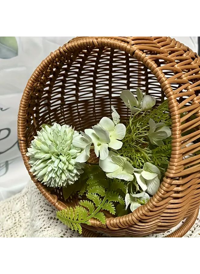 سرير قطط بني منسوج يدويًا وقفص تخزين متعدد الأغراض سلة حيوانات أليفة سهلة التركيب مناسب لجميع الفصول - Image 5