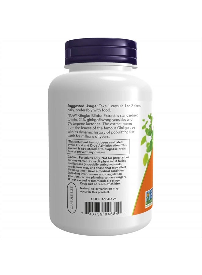 now Supplements, Ginkgo Biloba 60 mg, 24% Standardized Extract, Non-GMO Project Verified, 240 Veg Capsules - Image 3