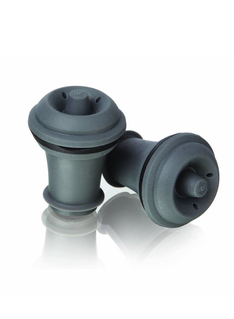 Vacuum Saver Pump Set, Includes 2 x Black Bottle Stoppers & 4 Extra Stoppers for Freshness, Ideal for Wine & Food Storage  - Image 3