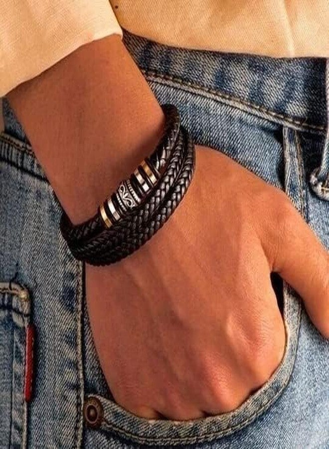 سوار من الأم والجدة إلى ابني/حفيدي، سوار جلدي أسود مضفر بتصميم عقدة لا نهائية، يحمل عبارة "أحبك إلى الأبد"، هدية عيد ميلاد (إلى ابني (خرزة)) - Image 2
