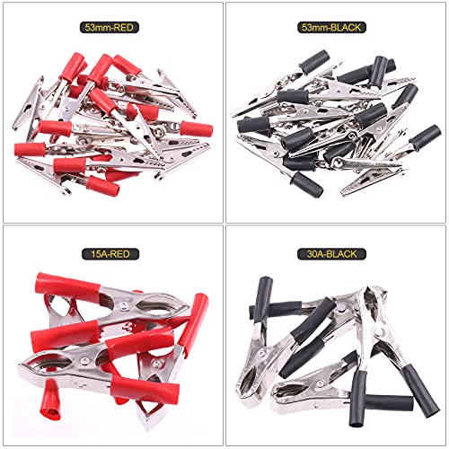 Mardatt 108 Pcs 10 Type Metal Alligator Clip Clamp Assortment Kit Red Black Crocodile Electrical Test Clamps Connector Jumper Helper with Protective Insulation Cover - Image 5
