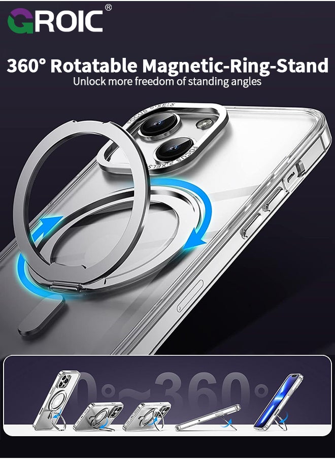 GROIC - For iPhone 15 Plus Case with Magnetic Invisible Stand, Compatible with MagSafe,Transparent Phone Cover with Lens Protection,iPhone 15 Plus 6.7'' Shockproof Phone Shell - Image 1