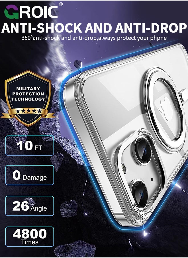 GROIC - For iPhone 15 Plus Case with Magnetic Invisible Stand, Compatible with MagSafe,Transparent Phone Cover with Lens Protection,iPhone 15 Plus 6.7'' Shockproof Phone Shell - Image 1