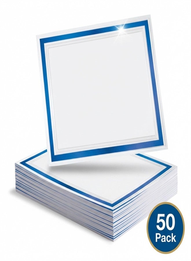 بيبر دايركت شهادات PaperDirect Signature Specialty، 50 ورقة من الورق الأبيض بوزن 38 رطلاً، مقاس 8.5 × 11 بوصة، بإطار أزرق غامق من رقائق معدنية، مثالية للجوائز والطلاب والموظفين والمتطوعين وإتمام الدورات التدريبية والشهادات - Image 3