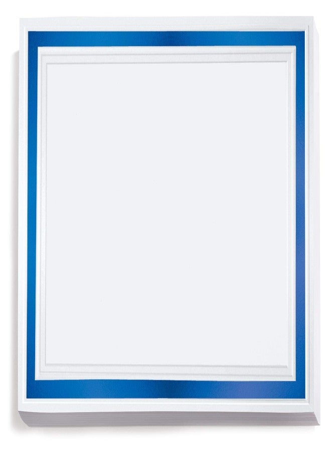 بيبر دايركت شهادات PaperDirect Signature Specialty، 50 ورقة من الورق الأبيض بوزن 38 رطلاً، مقاس 8.5 × 11 بوصة، بإطار أزرق غامق من رقائق معدنية، مثالية للجوائز والطلاب والموظفين والمتطوعين وإتمام الدورات التدريبية والشهادات - Image 1