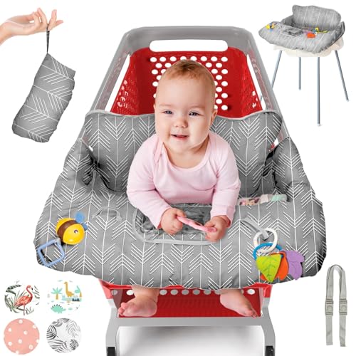 PILLANI Shopping Cart Cover for Baby, High Chair Cover for Restaurant Seat - Grocery Cart Cover for Baby Girl and Boy, Comfortable Cotton Buggy Covers for Babies - Padded Toddler Shopping Cart Cover - Image 1