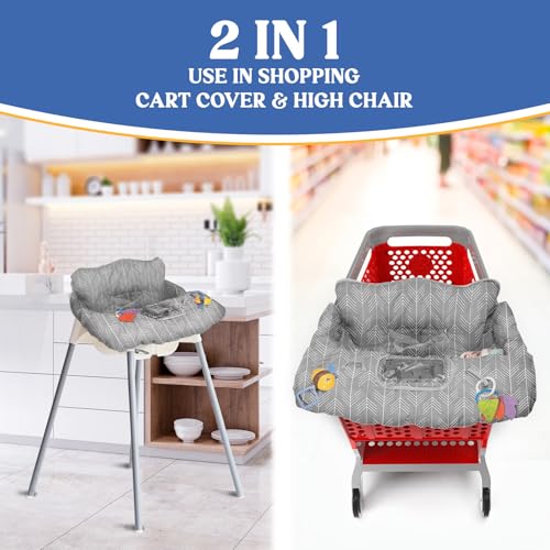 PILLANI Shopping Cart Cover for Baby, High Chair Cover for Restaurant Seat - Grocery Cart Cover for Baby Girl and Boy, Comfortable Cotton Buggy Covers for Babies - Padded Toddler Shopping Cart Cover - Image 5