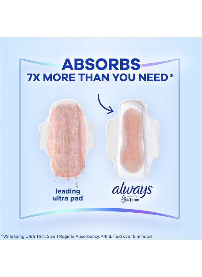 Always - Infinity Feminine Pads For Women, Size 2 Heavy Flow Absorbency, Multipack, With Flexfoam, With Wings, Unscented, 32 Count x 3 Packs (96 Count total) - Image 1