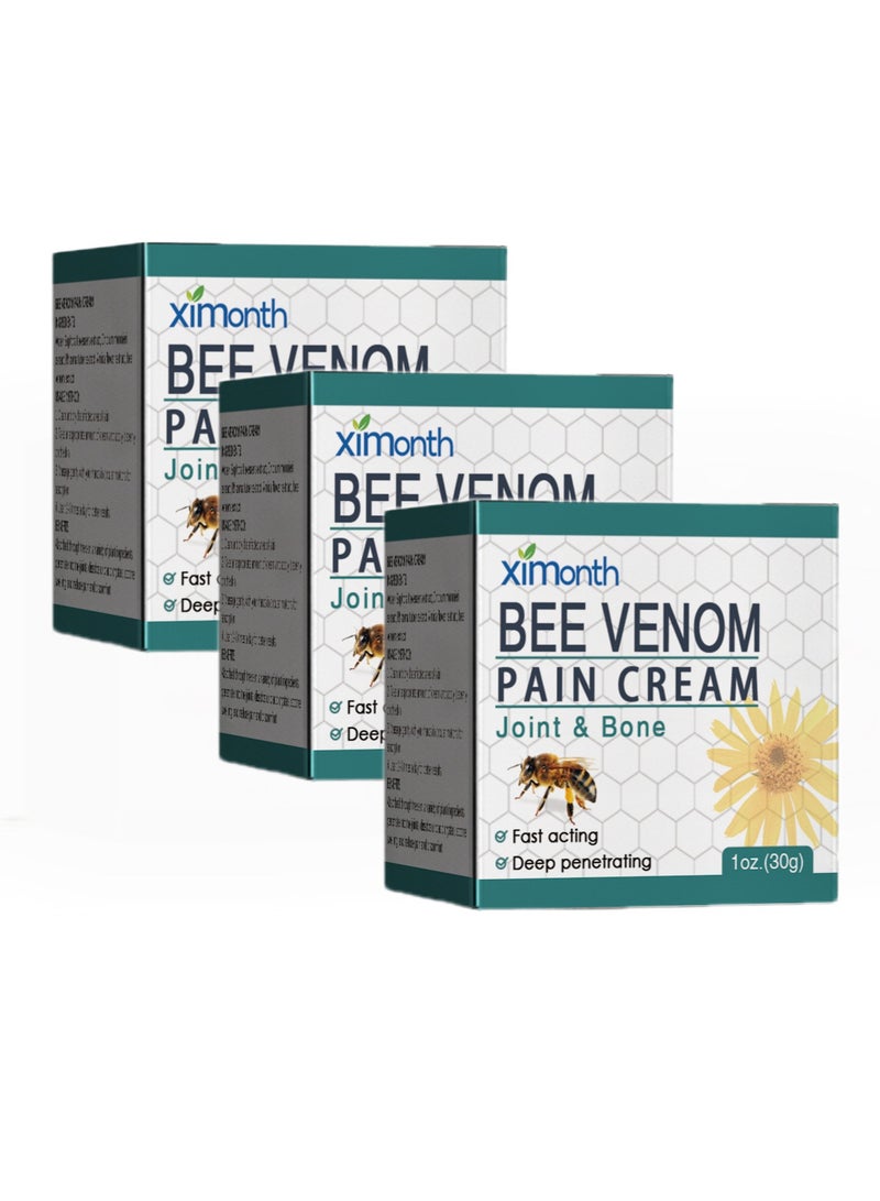 ximonth 3-Pack Natural Organic Bee Venom Joint Care Cream, Relieves Muscle And Joint Pain 30g*3  - Image 1