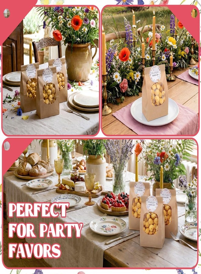 Funnymoom 48 Pcs Wildflower Wedding Thanks for Poppin' by to Celebrate Paper Popcorn Bags for Party with 48 Round Popcorn Stickers Engaged Container Wedding Bags Bridal Shower - Image 5