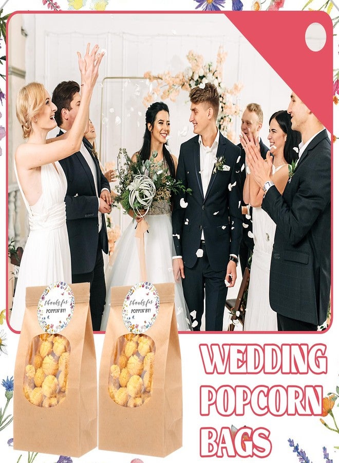 Funnymoom 48 Pcs Wildflower Wedding Thanks for Poppin' by to Celebrate Paper Popcorn Bags for Party with 48 Round Popcorn Stickers Engaged Container Wedding Bags Bridal Shower - Image 4
