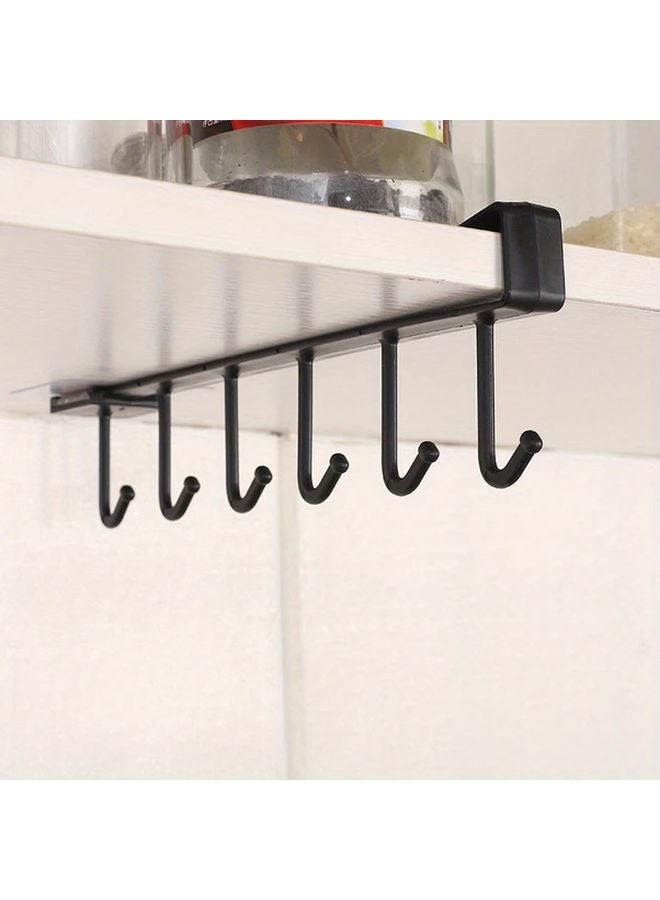 White Wall Mounted Kitchen Rack With 6 Hooks Durable Plastic Organizer For Cups Mugs Utensils - Image 5