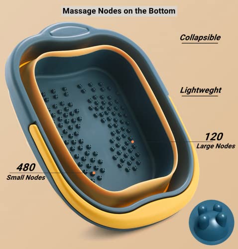 DoroSun Collapsible Foot Tub Feet Soaking Spa Bath with Massager Acupoints for Circulation, Plastic Inflatable Feet Soak Basin Foldable Foot Soaker Bucket Footbath Bowl Tools for Men Adults, Black - Image 5