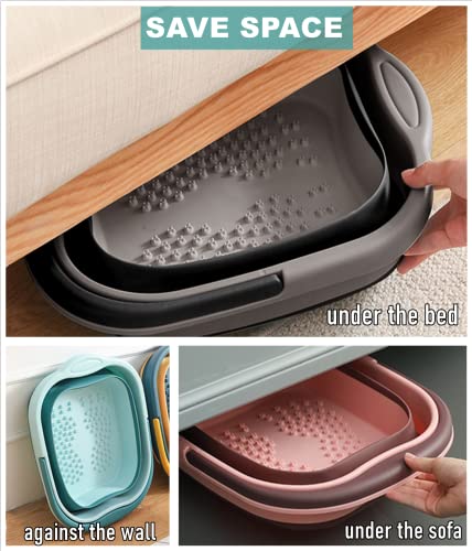 DoroSun Collapsible Foot Tub Feet Soaking Spa Bath with Massager Acupoints for Circulation, Plastic Inflatable Feet Soak Basin Foldable Foot Soaker Bucket Footbath Bowl Tools for Men Adults, Black - Image 3