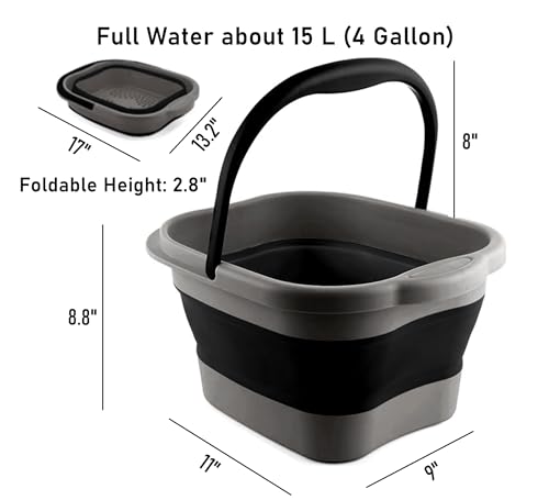 DoroSun Collapsible Foot Tub Feet Soaking Spa Bath with Massager Acupoints for Circulation, Plastic Inflatable Feet Soak Basin Foldable Foot Soaker Bucket Footbath Bowl Tools for Men Adults, Black - Image 2