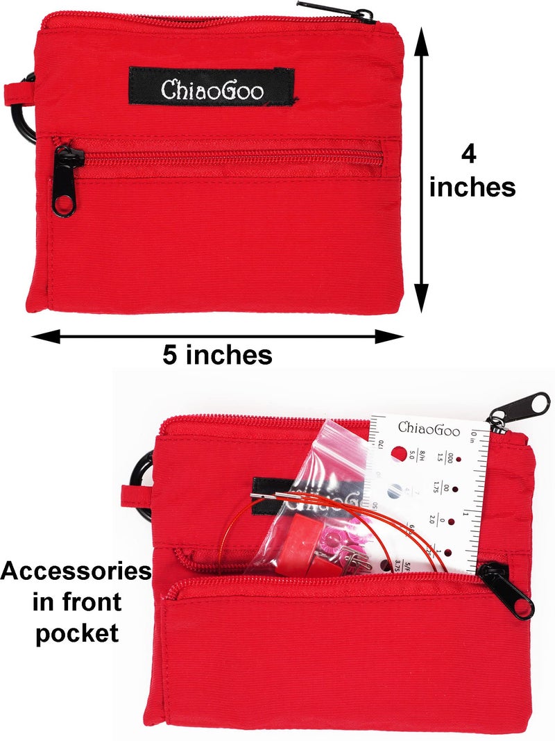 ChiaoGoo Twist Red Lace Shorties 2 & 3-Inch Small Red 7230-M Interchangeable Knitting Needle Set, 12-Pair Sizes US 0, 1, 1.5, 2, 2.5, 3, Stainless Steel, 3 Cords with 1 Project Bag - Image 2