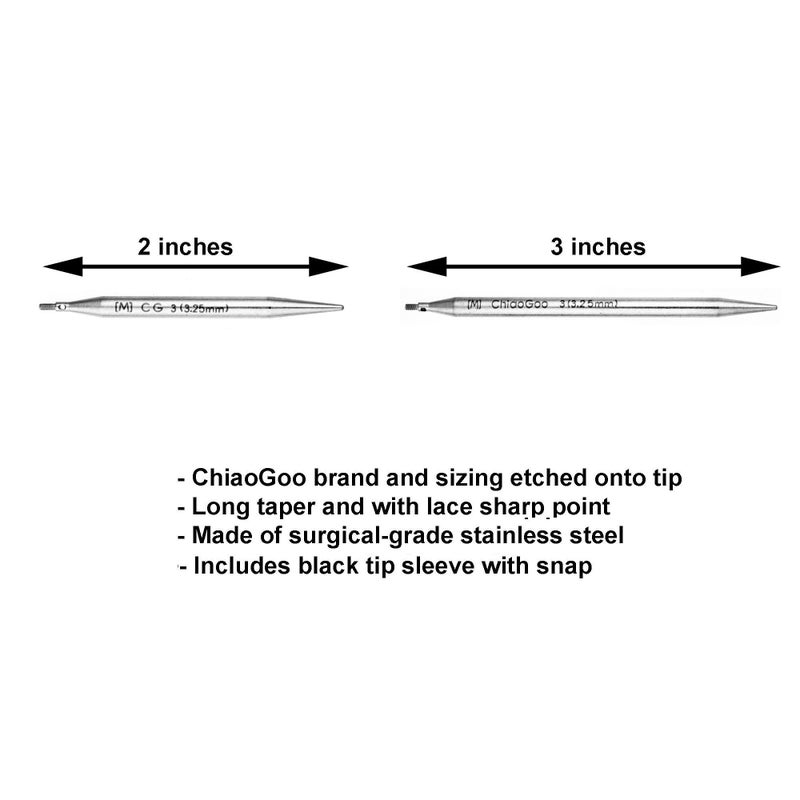 ChiaoGoo Twist Red Lace Shorties 2 & 3-Inch Small Red 7230-M Interchangeable Knitting Needle Set, 12-Pair Sizes US 0, 1, 1.5, 2, 2.5, 3, Stainless Steel, 3 Cords with 1 Project Bag - Image 4