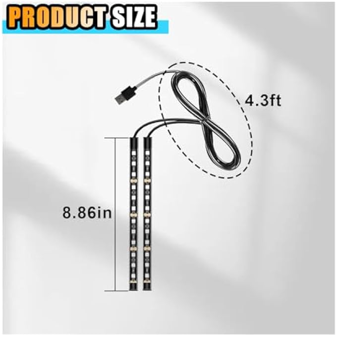 smilfuy Universal Car Led Strip Light Usb Port Auto Interior Decorative Lamp 12V Under Dash Ambient Night Light 24 Leds Rgb Neon Interior Atmosphere Lights Led Ambient Lights For Car Suv Ice Blue Usb - Image 2