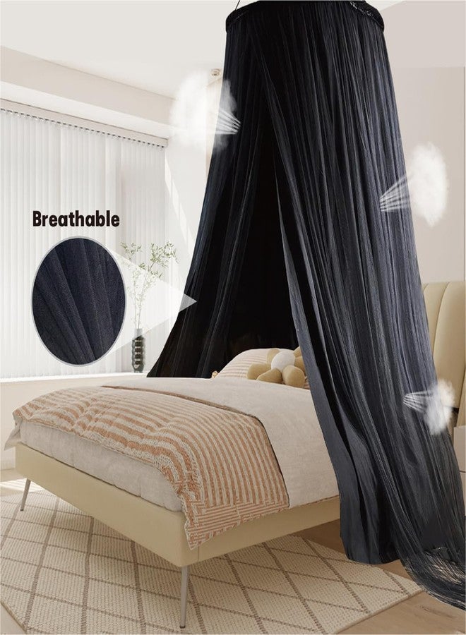 ZXPLO 40"x 106" Bed Canopy for Girls & Adults, Double Layer Princess Round Dome Bed Curtain Canopy Drapes, Dreamy Mosquito Net Reading Nook, Bedroom Decoration (Black) - Image 3