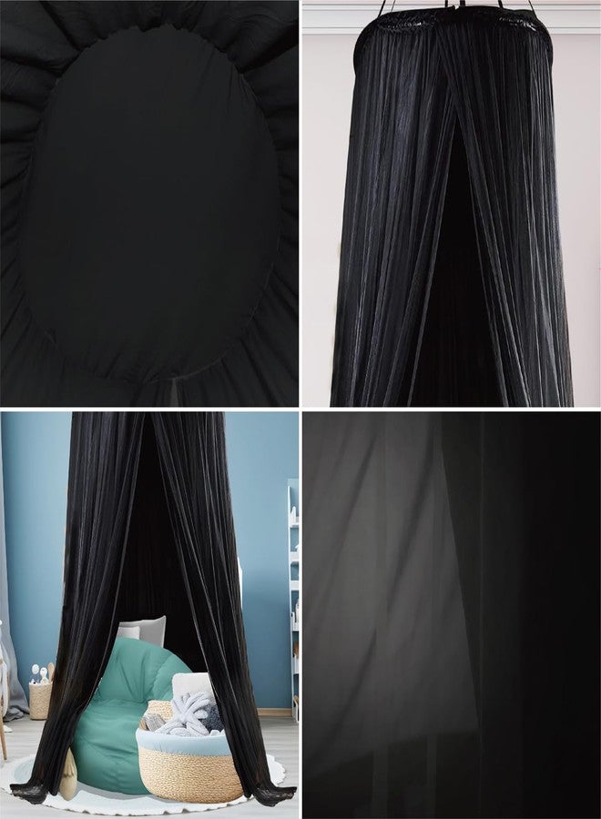 ZXPLO 40"x 106" Bed Canopy for Girls & Adults, Double Layer Princess Round Dome Bed Curtain Canopy Drapes, Dreamy Mosquito Net Reading Nook, Bedroom Decoration (Black) - Image 5