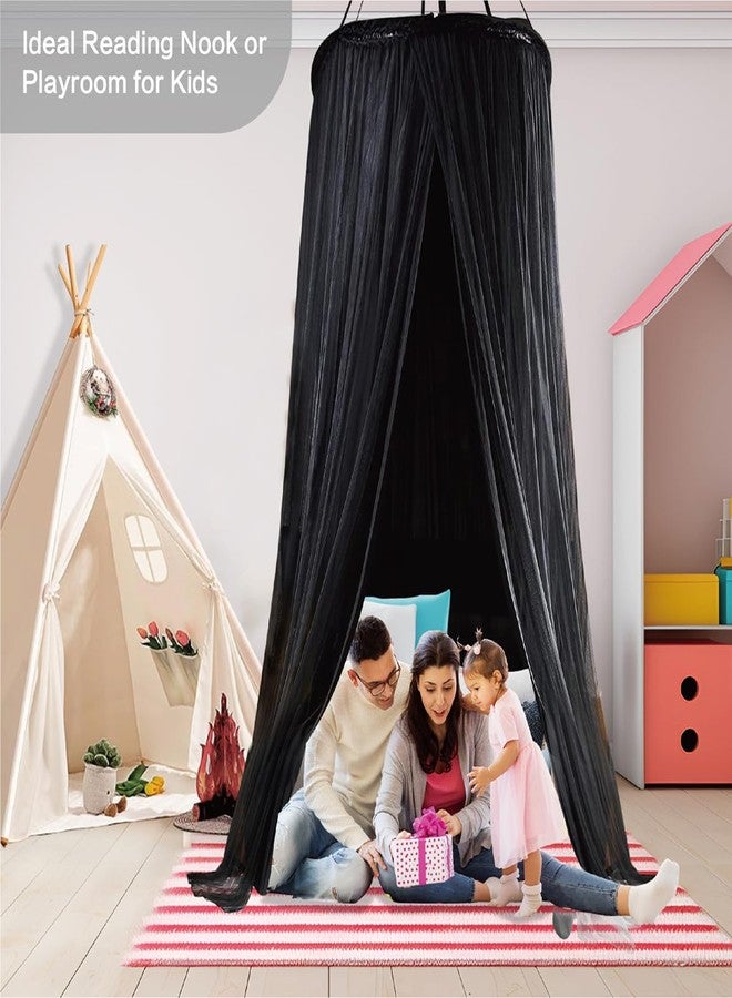 ZXPLO 40"x 106" Bed Canopy for Girls & Adults, Double Layer Princess Round Dome Bed Curtain Canopy Drapes, Dreamy Mosquito Net Reading Nook, Bedroom Decoration (Black) - Image 4