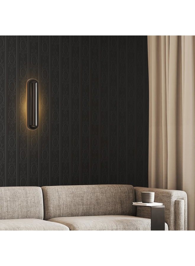 JiffDiff Wallpaper Peel and Stick Textured, 3D Black Embossed Wall Paper Stick on Wallpaper Modern Waterproof Self Adhesive Contact Paper(17.3" x 120") - Image 2