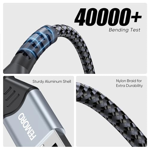 FEMORO Micro USB Cable 3Ft Pack of 2, USB A to Micro USB 2.0 480Mbps Data Transfer & 12W Charging Braided Cord for Old Android Phones Kindle Tablet MP3 PS4 and More - Image 3
