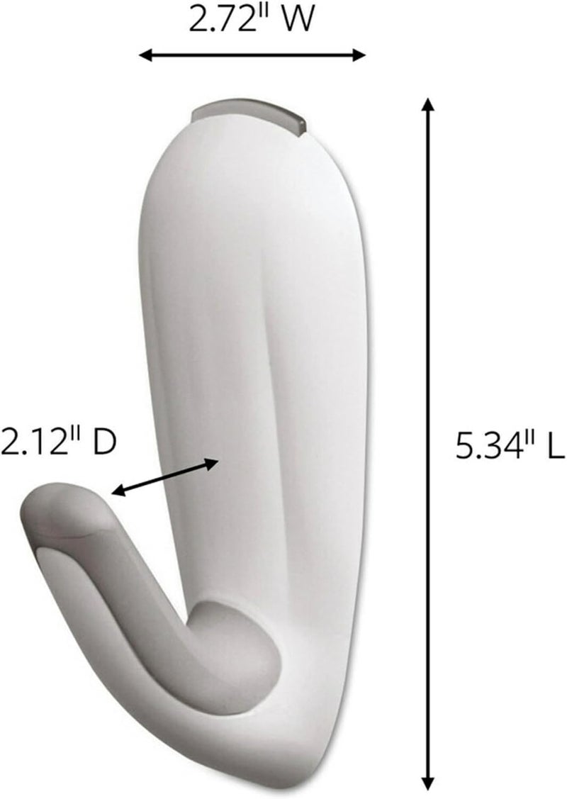 Command Bath Large Hook | Holds 3.4 kg each hook | White color | Water-Resistant Strips | Organize | Decoration | No Tools | Holds Strongly | Damage-Free Hanging | 1 hook + 2 strips/pack - Image 1