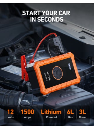 AstroAI S8 Air Jump Starter with Air Compressor, 1500A Car Battery Jumper Starter Portable (6.0 Gas/3.0L Diesel) with 150PSI Cordless Auto-Shutoff Tire Inflator, 12V Battery Charger Booster(Orange) for Gifts - view 2