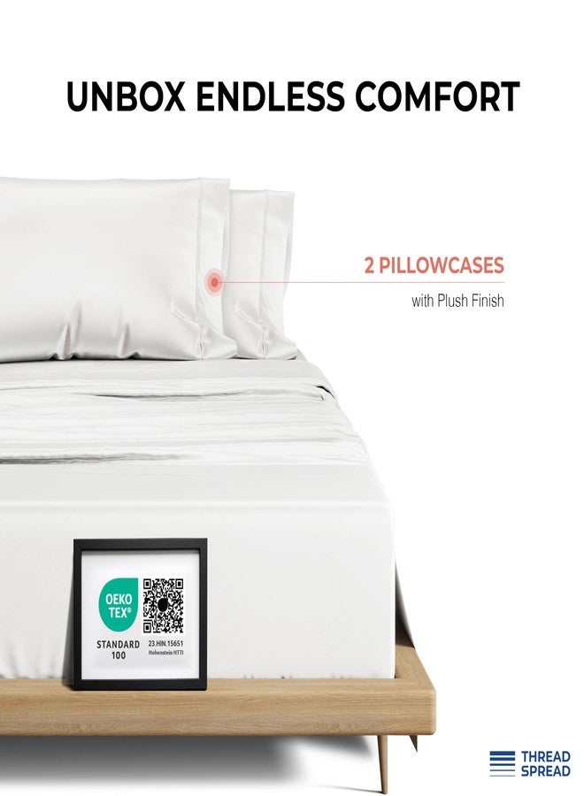 Thread Spread 100% Egyptian Cotton Pillow Cases King Size Set of 2 - Luxury 1200 Thread Count Sateen White Pillow Covers, Soft & Breathable 5 Star Hotel-Quality Pillowcases, Fits King Size Pillows - Image 3
