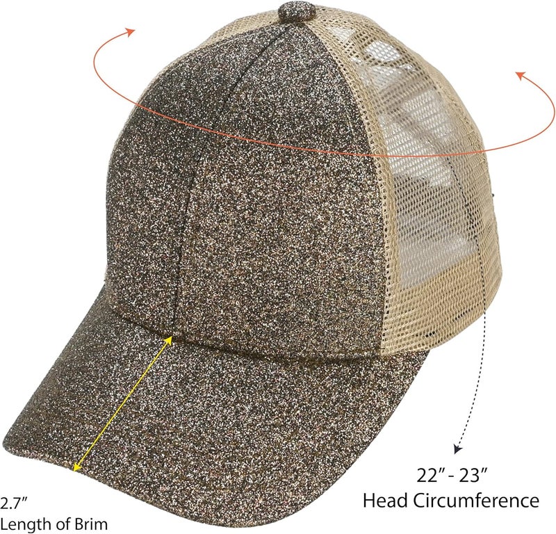 Cc Ponycap Messy High Bun Ponytail Adjustable Glitter Mesh Trucker Baseball Cap - Image 5