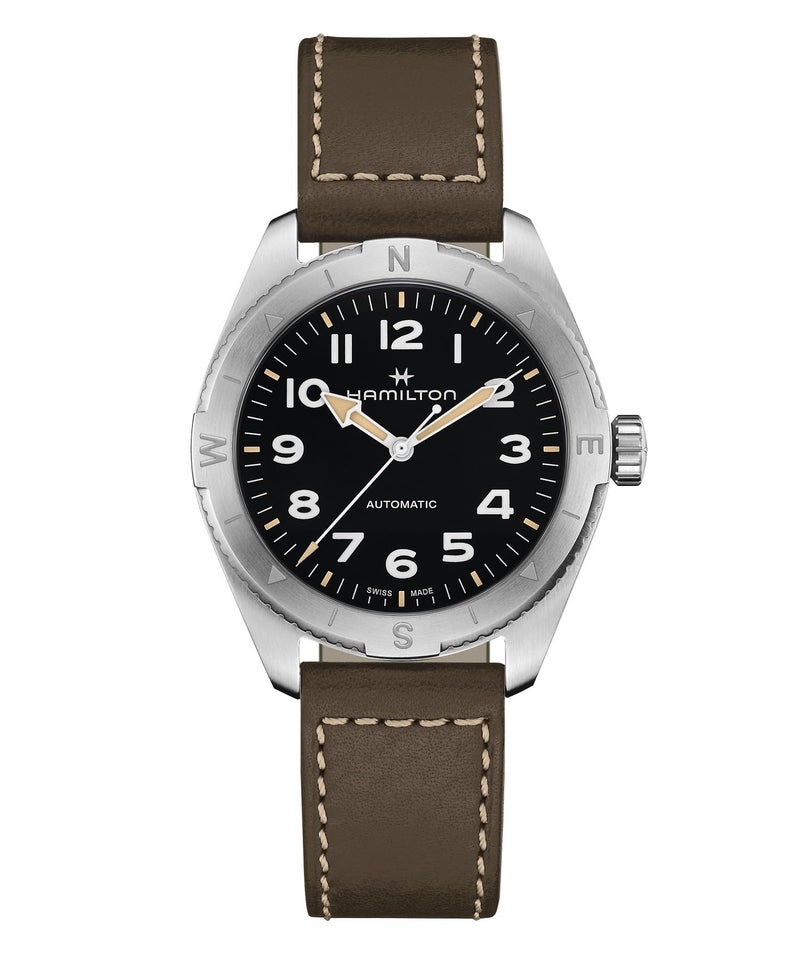 Hamilton Khaki Field Expedition Automatic Men's Watch, 41mm Stainless Steel Case, Swiss Made, Black Dial Analog Wrist Watch, 100m Waterproof, Sapphire Crystal, 3-Hand Movement, Cow Leather Strap - Image 5