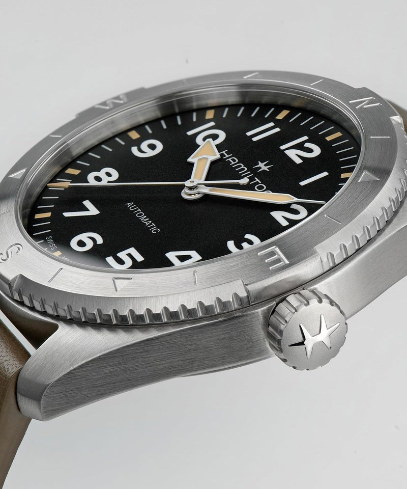 Hamilton Khaki Field Expedition Automatic Men's Watch, 41mm Stainless Steel Case, Swiss Made, Black Dial Analog Wrist Watch, 100m Waterproof, Sapphire Crystal, 3-Hand Movement, Cow Leather Strap - Image 2