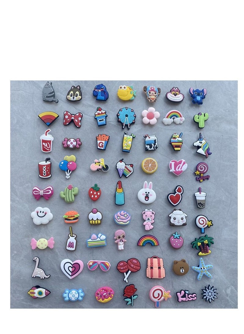 Shoe Decoration Charms, 100 Pcs Random Different Charm for Crocs Hole Buckle Party Favors ​Mini Bracelet Wristband Men Women Kid - Image 1