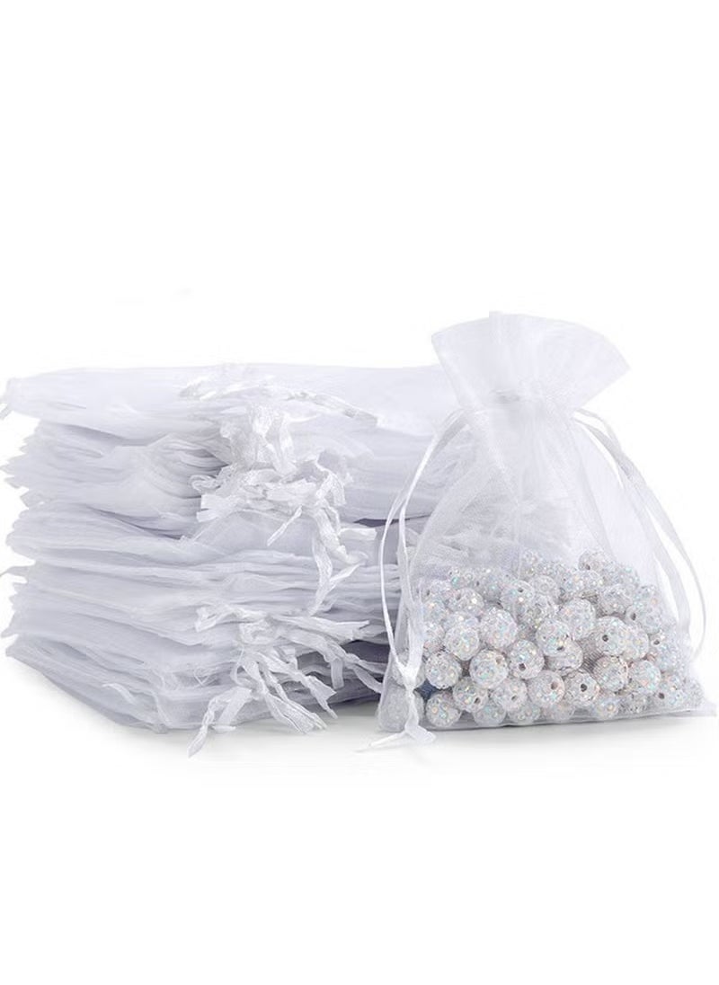 Generic 100PCS Premium Sheer Organza Bags, White Wedding Favor Bags with Drawstring, 9*12 CM Jewelry Gift Bags for Party, Jewelry, Festival, Makeup Favor Bags,net gift bags,drawstring goody bags  - Image 4