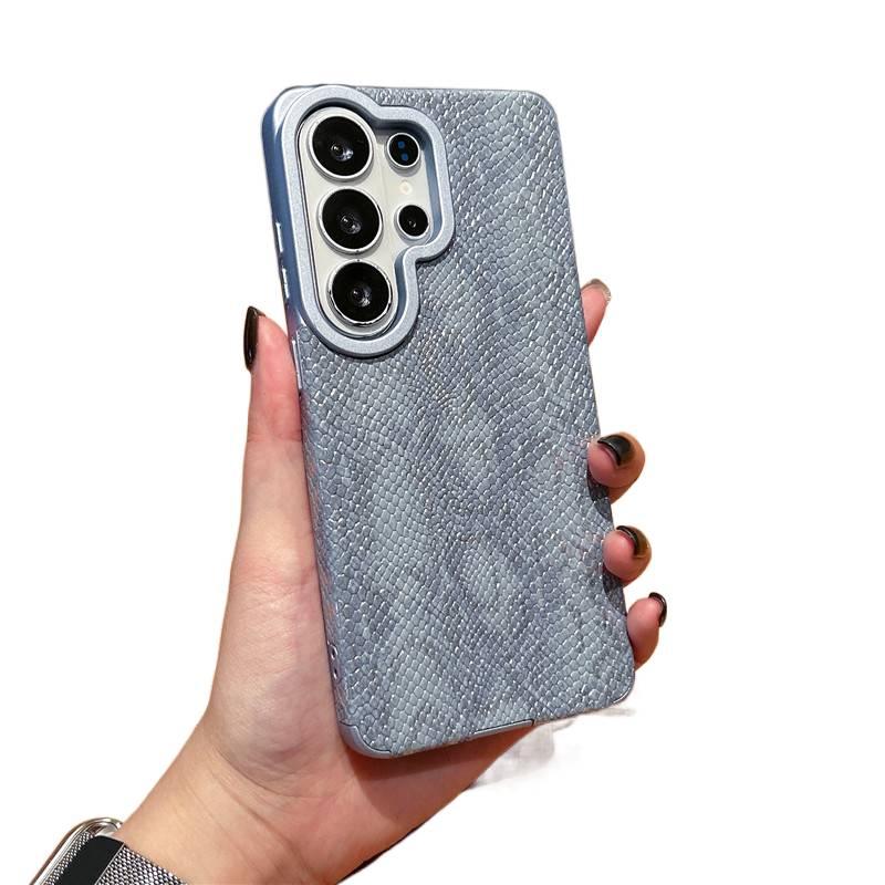 Shockproof MagSafe Samsung Galaxy S24 Ultra Leather Case , , Cover for , Blue Texture for Indoor Use - Image 1