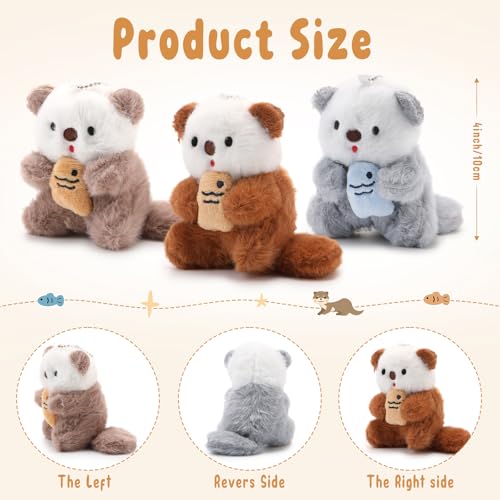 Sumind 20 Pcs Mini Plush Stuffed Animal Toys 4 Inch Cute Bear Sea Otter Goose Soft Small Plush Doll DIY Keychain Gifts for Valentines Birthday Baby Shower Party FavorsRiver Otter Style - Image 5