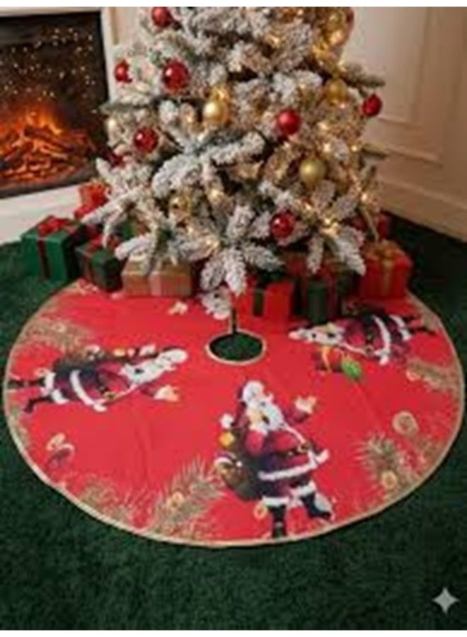 مفرش شجرة الكريسماس مطبوع للحفلات الداخلية والخارجية ورأس السنة الجديدة  80 سم - للعطلات والفصول الموسمية - حوامل الشجرة والتنانير والتخزين - 1 تنورة شجرة الكريسماس - Image 2