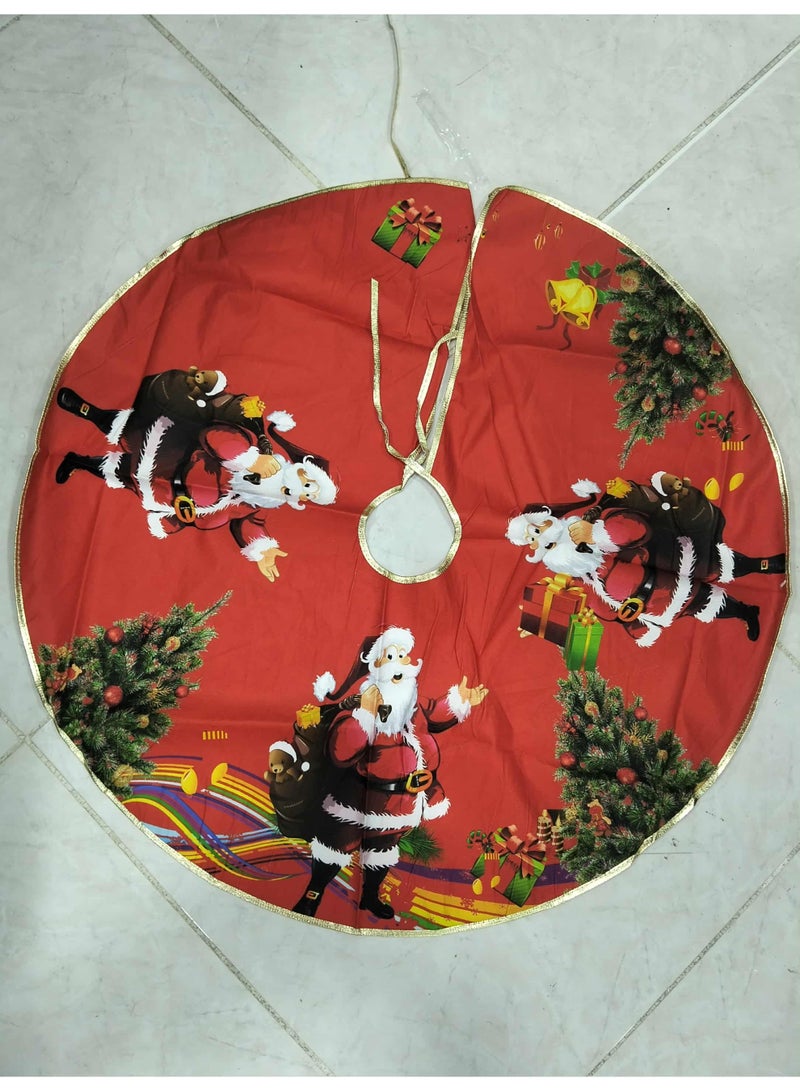 مفرش شجرة الكريسماس مطبوع للحفلات الداخلية والخارجية ورأس السنة الجديدة  80 سم - للعطلات والفصول الموسمية - حوامل الشجرة والتنانير والتخزين - 1 تنورة شجرة الكريسماس - Image 1