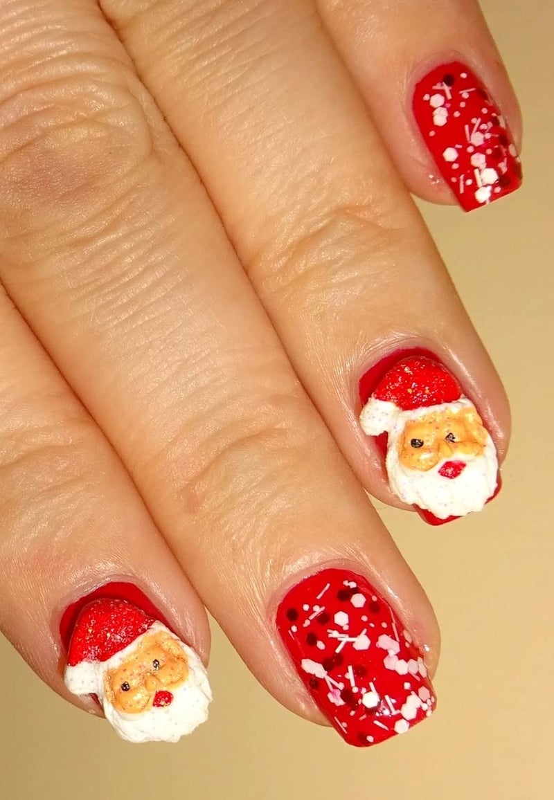 My Party Suppliers Jagmag 1 set Assorted Design 3D Christmas Press On NailsChristmas Nail Set Christmas Press on Nails Short Acrylic Full Cover Nail False Fingernails for Women 9 Random Design  - Image 2