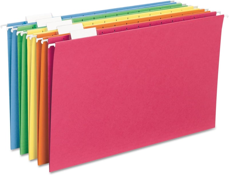 Smead Hanging File Folder With Tab, 1/5-Cut Adjustable Legal Size, Assorted Primary Colors, 25 Per Box (64159) - Image 2