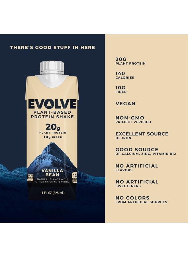 Evolve مشروب بروتين نباتي، نكهة الفانيليا، 20 جرام بروتين نباتي، خالي من الألبان، بدون محليات صناعية، غير معدّل وراثيًا، 10 جرام ألياف، 11 أونصة سائلة (عبوة من 12) (قد تختلف التركيبة) - Image 2