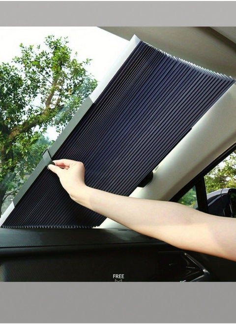 Automatic Retractable Car Sun Shade- Easy 3-Second Installation,Fits Most Vehicles, Strong Nano Vacuum Suction Cups