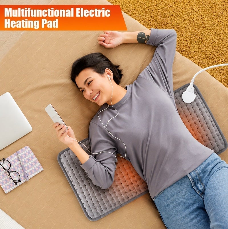 O2. Electric Heating Pad with Digital Controller, Adjustable Temperature Soft Washable Heating Mat for Back, Neck, Shoulders, Abdomen, Legs and Muscle Relaxation - Image 2