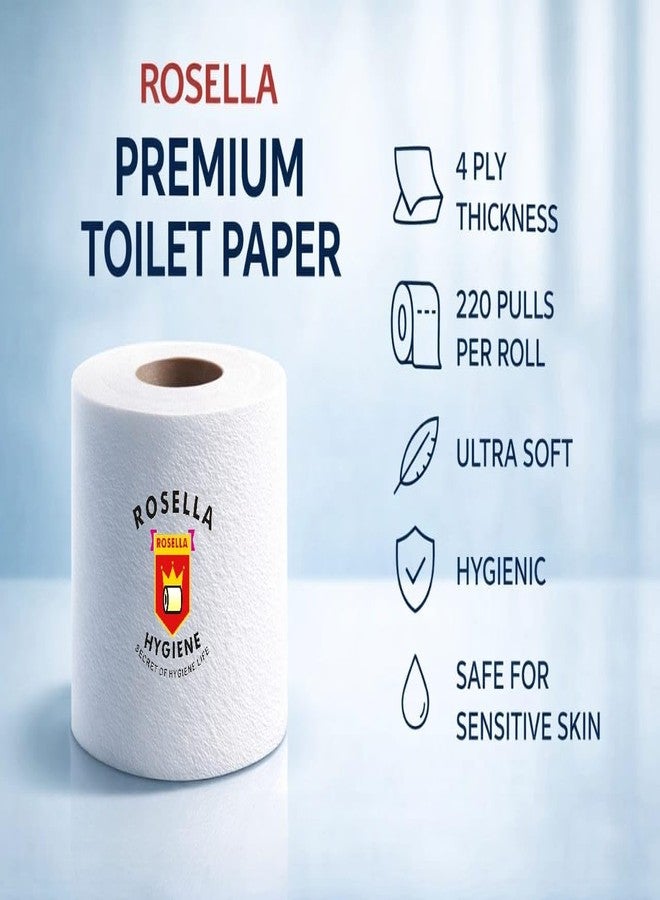 Rosella 4-Ply Toilet Tissue Paper Rolls, 24-Pack, 220 Sheets per Roll, Extra Thick, Soft, Highly Absorbent, Embossed, Unscented, Eco-Friendly, Clog-Free Bathroom Tissue - Image 4