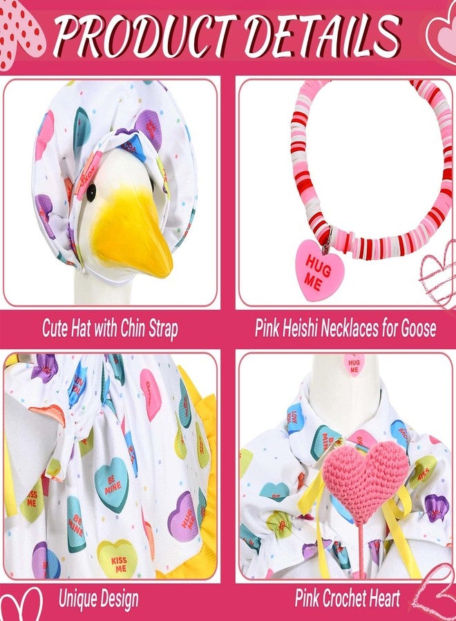 JcHrmers Valentine's Day Porch Goose Outfit Conversation Heart Costume for 23" Plastic Cement Goose Conversation Candy Dress for Lawn Yard Garden Geese Clothes Holiday Decor - Image 3