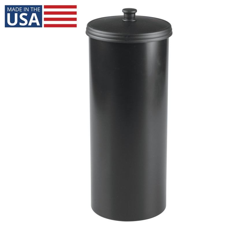 iDesign Freestanding Bathroom Toilet Paper Storage Holder with Lid for 3 Extra Rolls, Matte Black - Image 2