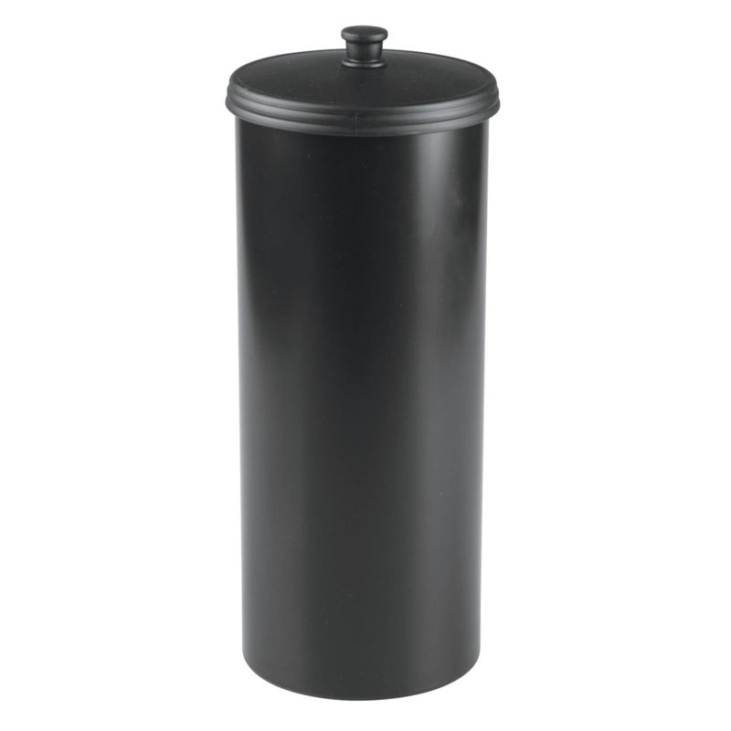 iDesign Freestanding Bathroom Toilet Paper Storage Holder with Lid for 3 Extra Rolls, Matte Black - Image 1